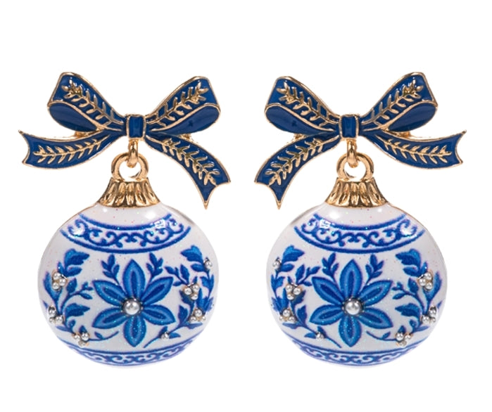 Blue Christmas Ornament Earrings