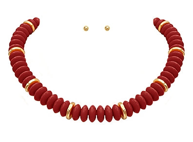 Beaded Necklace - Burgundy