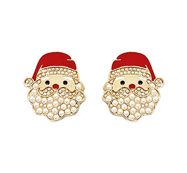 Pearl Bearded Santa Earrings