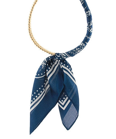 Scarf Necklace - Navy Blue