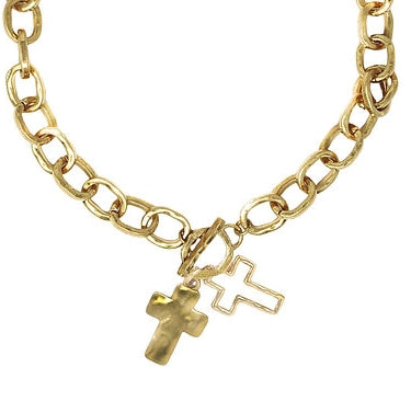 Double Cross Chain Necklace