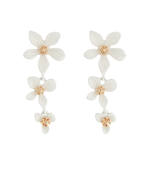 Color Coated 3 Flower Drop Earrings
