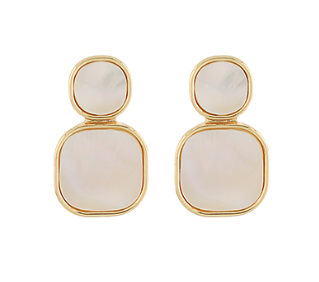 MOP Disc & Square Earrings