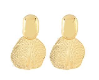 Oval Dome Shell Drop Earrings