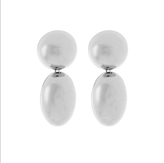 Silver Oval Drop Earrings