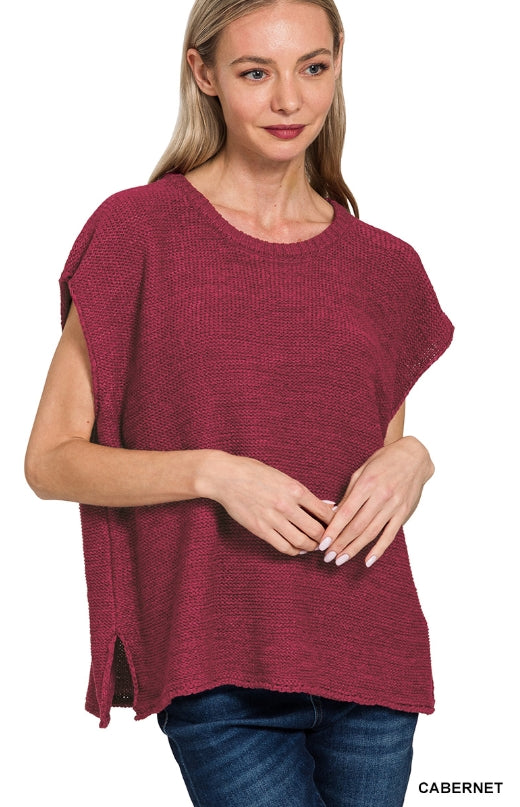 Feeling Full Sweater Vest - Cabernet