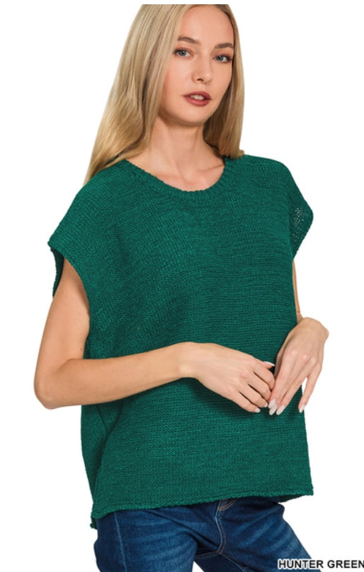Feeling Full Sweater Vest - Hunter Green