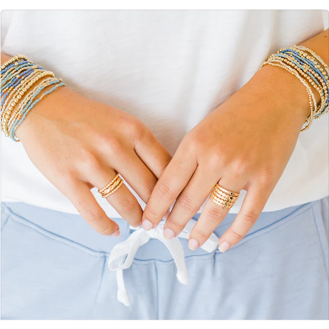 2mm Newport Pale Turquoise Blue + Gold Filled Waterproof Bracelet