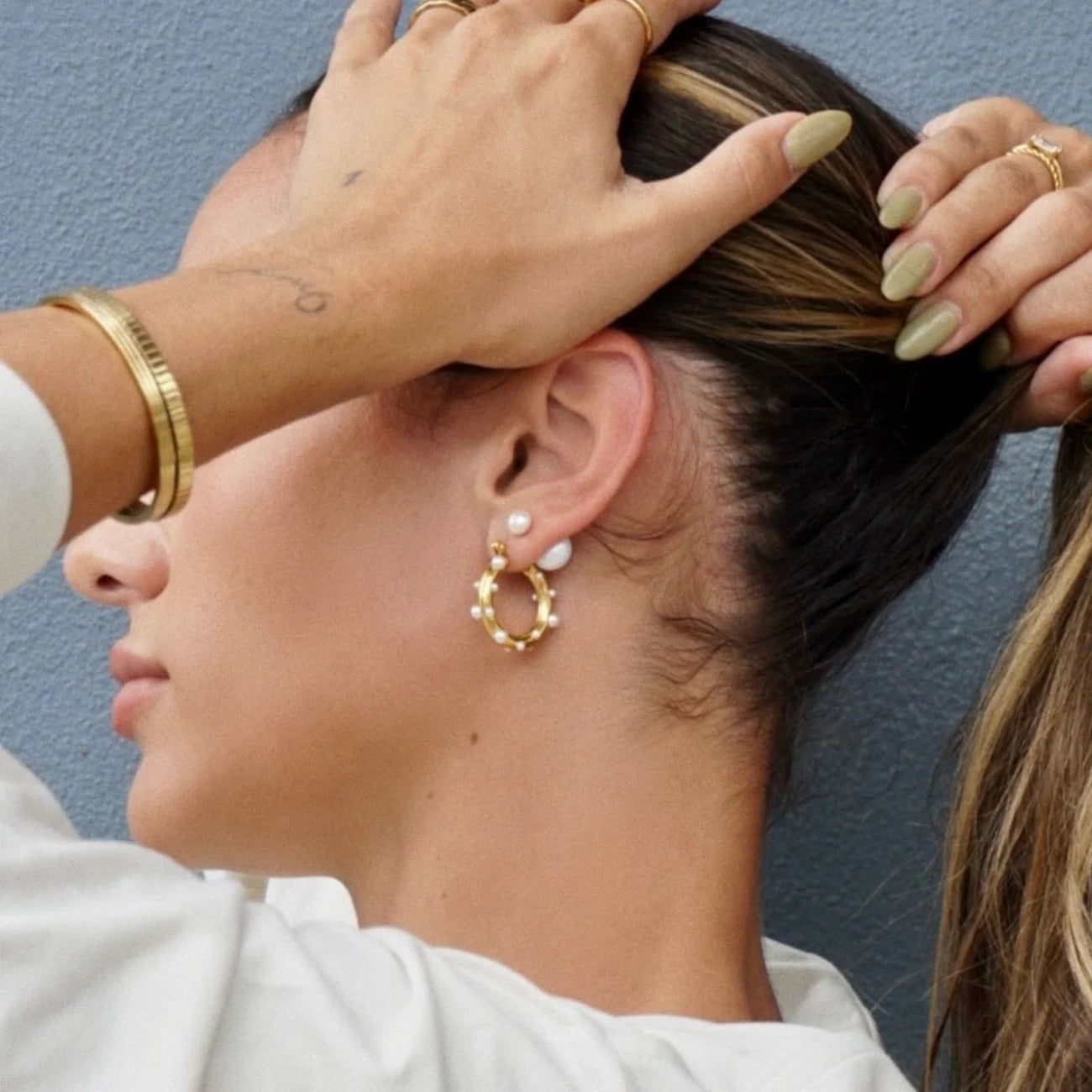 Ellie Vail Nicoletta Pearl Hoop Earring