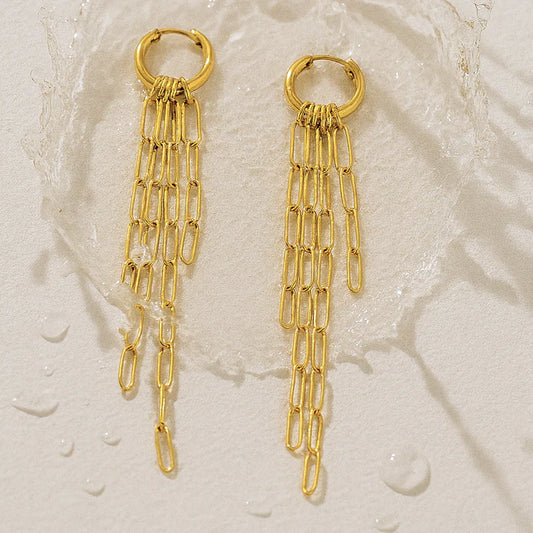 Ellie Vail Olandria Drop Chain Huggie Hoop Earring
