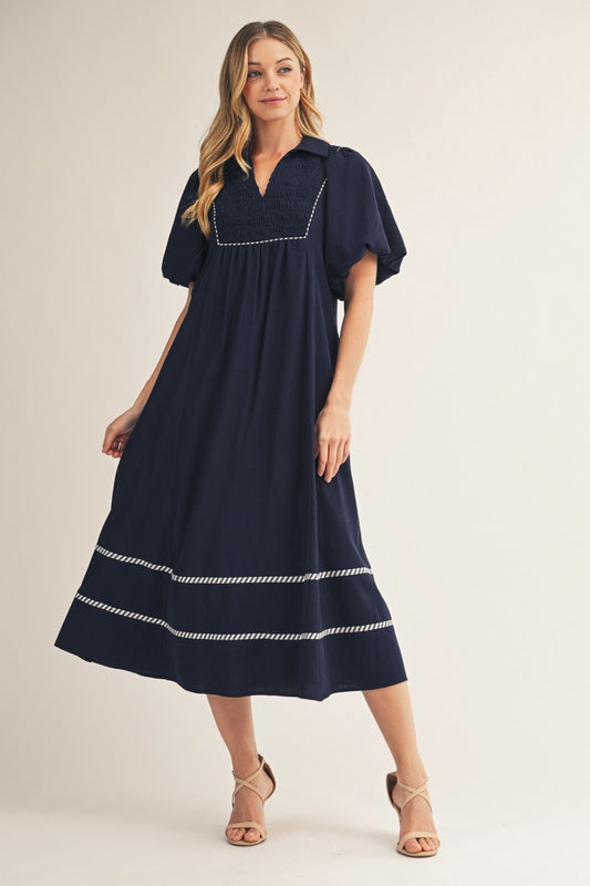 Cute & Classy Midi Dress - Navy