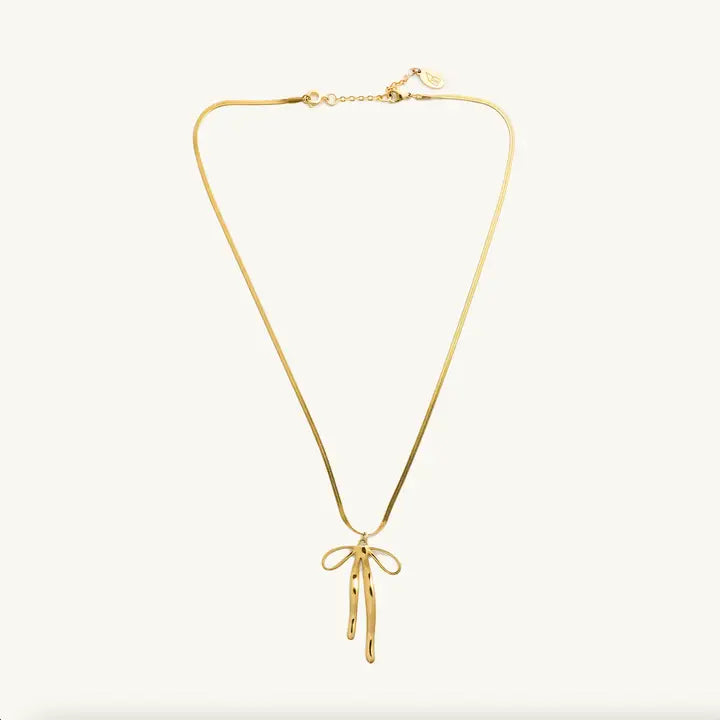 Nikki Smith Gold Delaney Bow Necklace