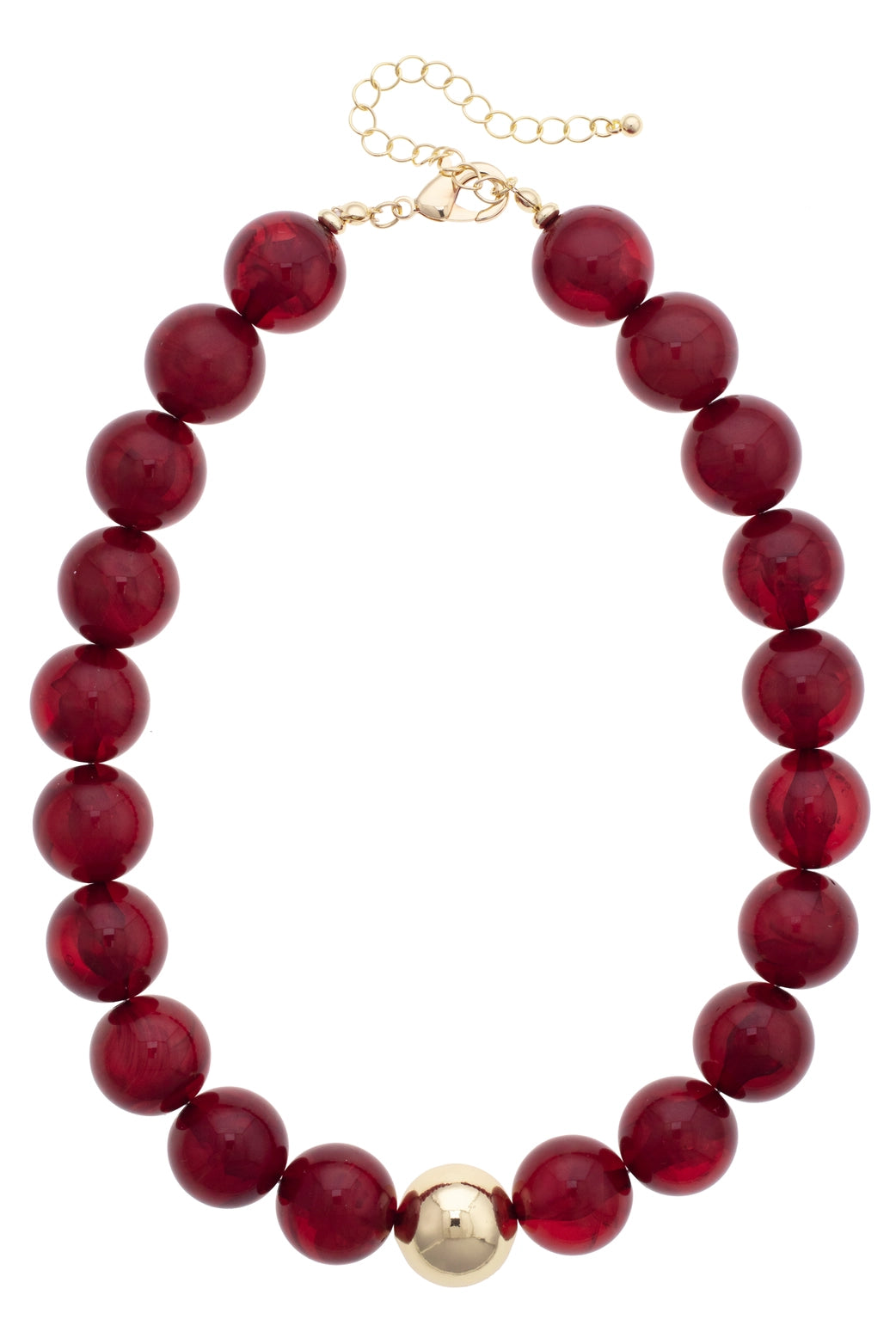 Beaded Necklace - Red Plum