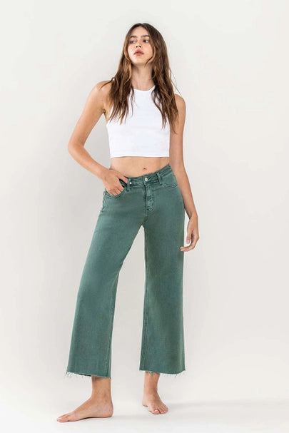 Vervet Wide Leg Crop Jeans Mallard Green