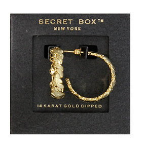 Gold Textured 14K Dipped Hoops
