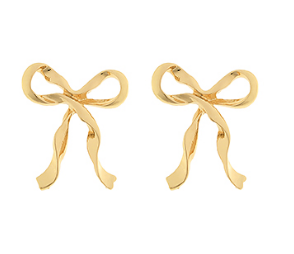 Gold Ribbon Bow Earrings