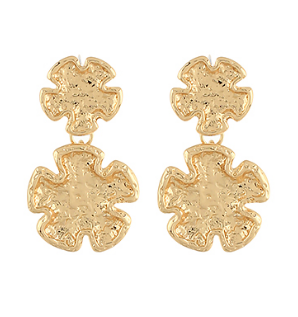 Gold Abstract Flower Earrings