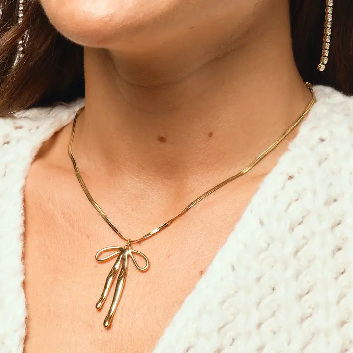 Nikki Smith Gold Delaney Bow Necklace