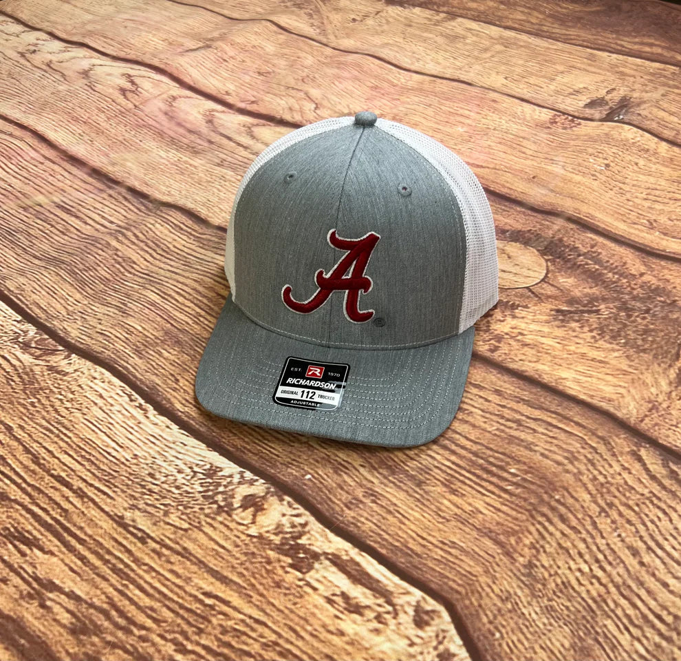 Speckle Bellies Alabama Script A Hat - Grey/White