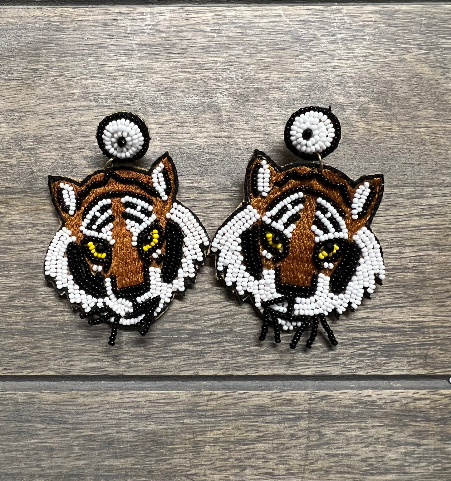 Beaded Tiger Earrings