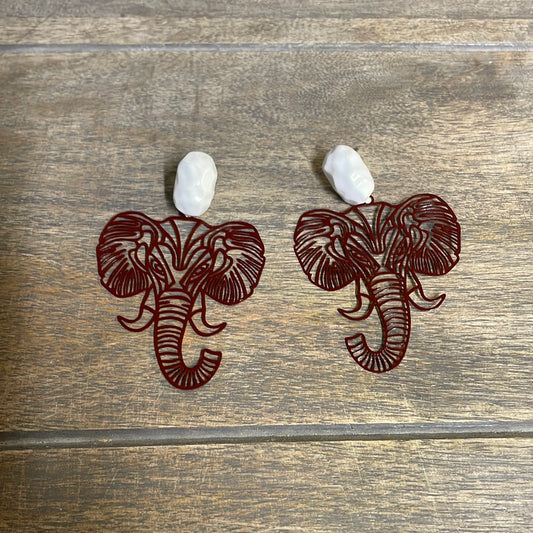 Crimson Elephant Earrings