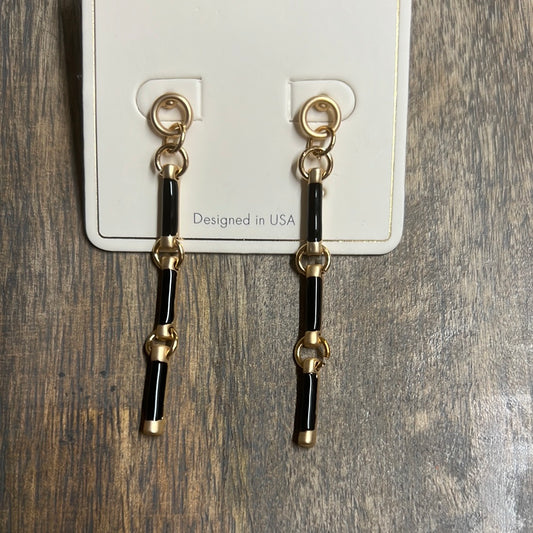 Gold and Black Link Earrings