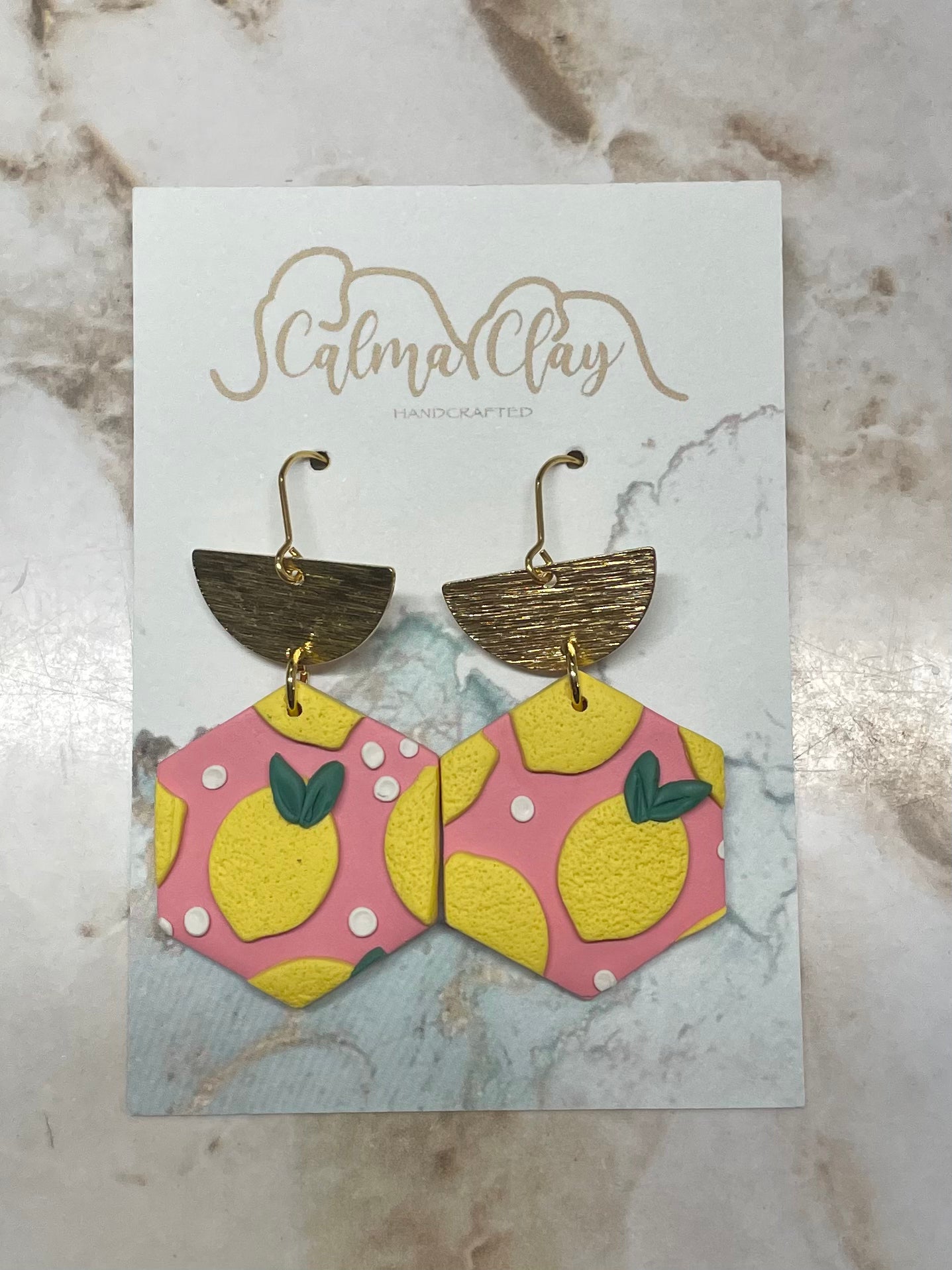 Calma Clay Pink Lemonade Geo Earrings