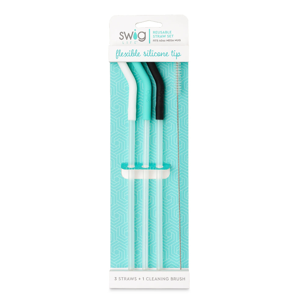 40 oz Mega Mug Reusable Straw Set (Black)