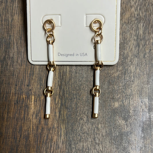 Gold and White Link Earrings