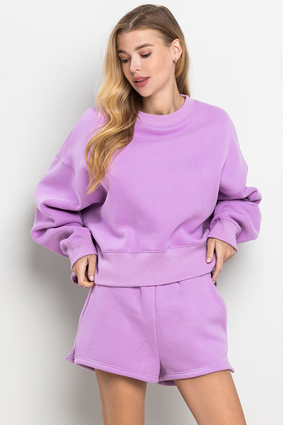 Snuggle Me Cropped Sweater - Lavender