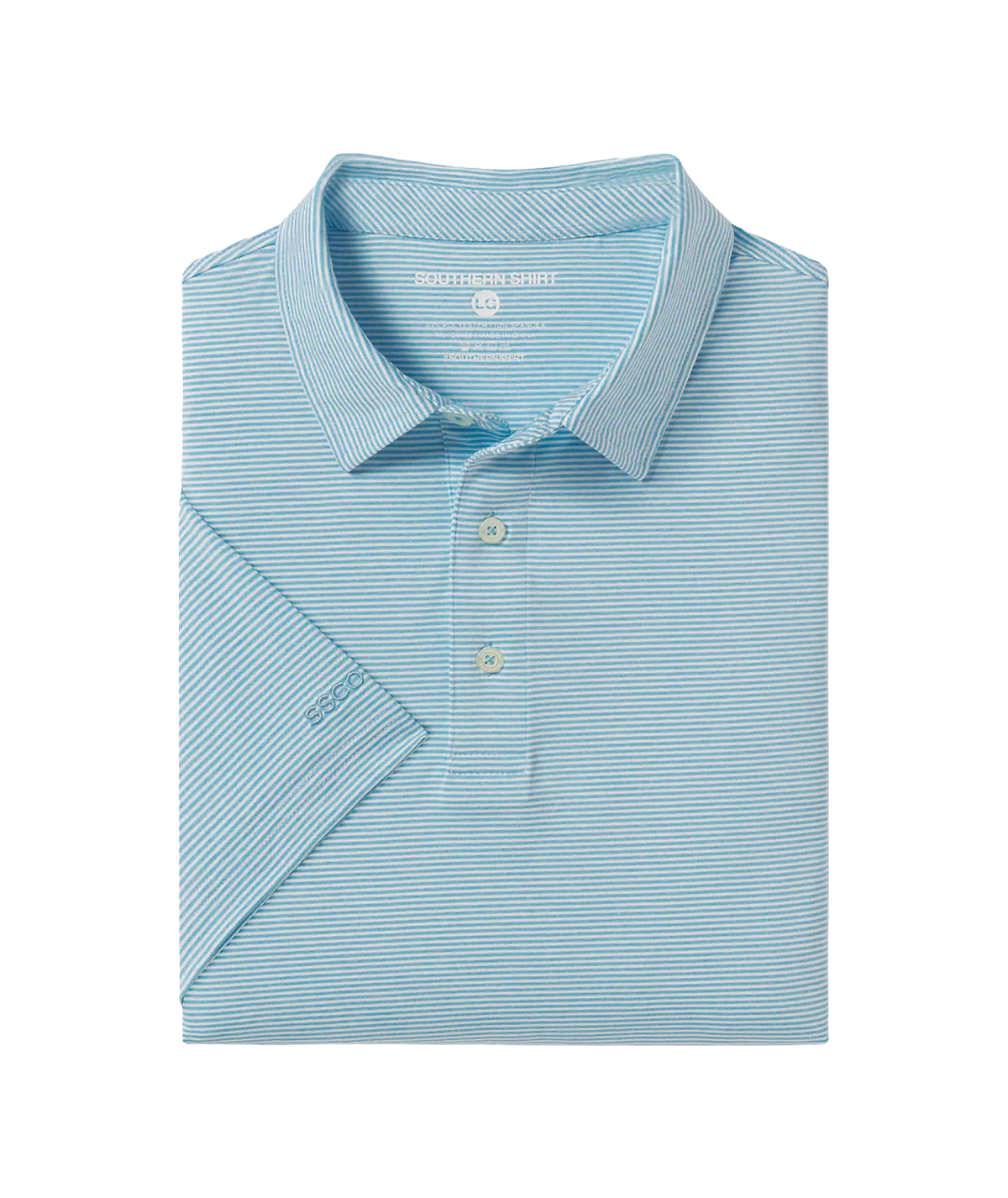 Heather Madison Stripe Polo - Alaskan Blue