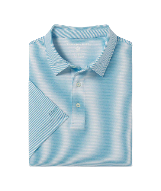 SSCO Heather Madison Stripe Polo - Alaskan Blue