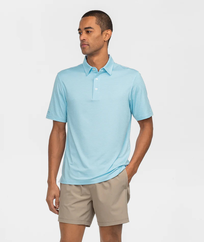 Heather Madison Stripe Polo - Alaskan Blue