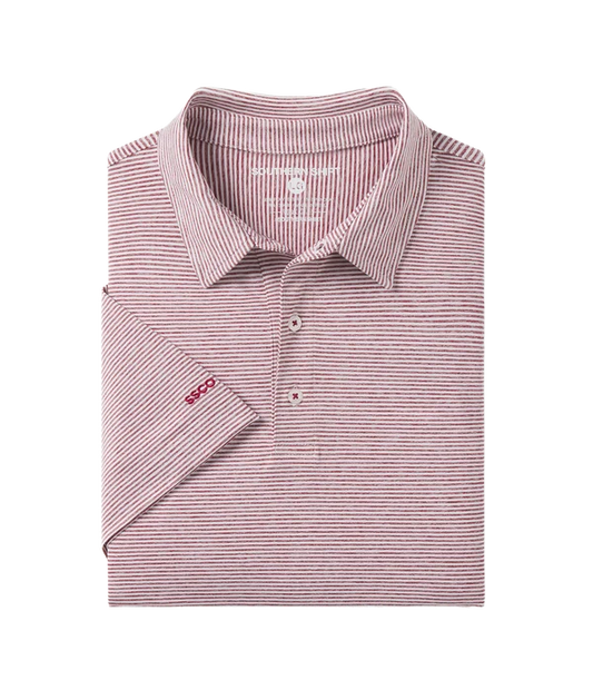 SSCO Heather Madison Stripe Polo - University Red