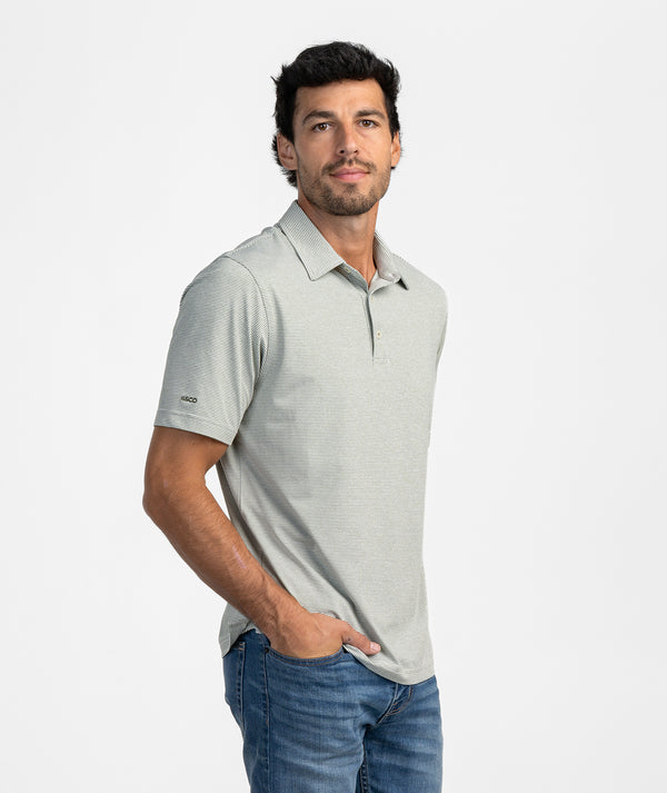 SSCO Heather Madison Stripe Polo - Dusty Olive