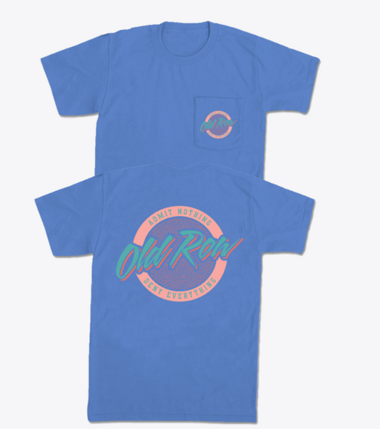 Old Row Circle Logo Pocket Tee- Mystic Blue