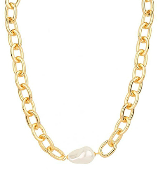 Chunky Gold Pearl Necklace