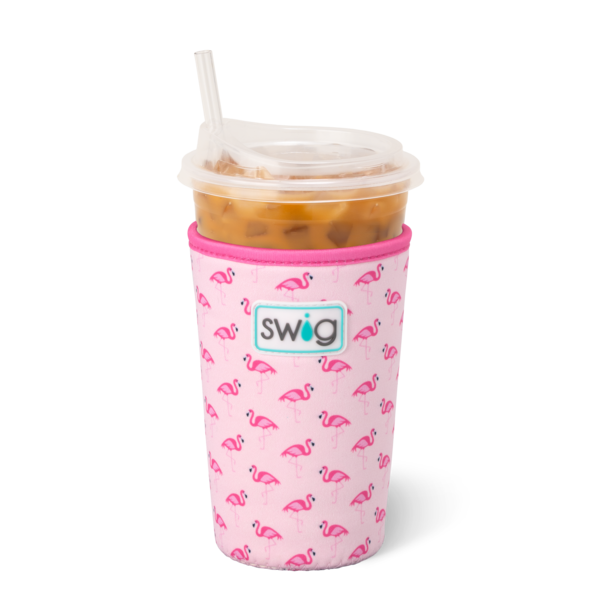 Swig Medium Iced Cup Coolie - Flamingos