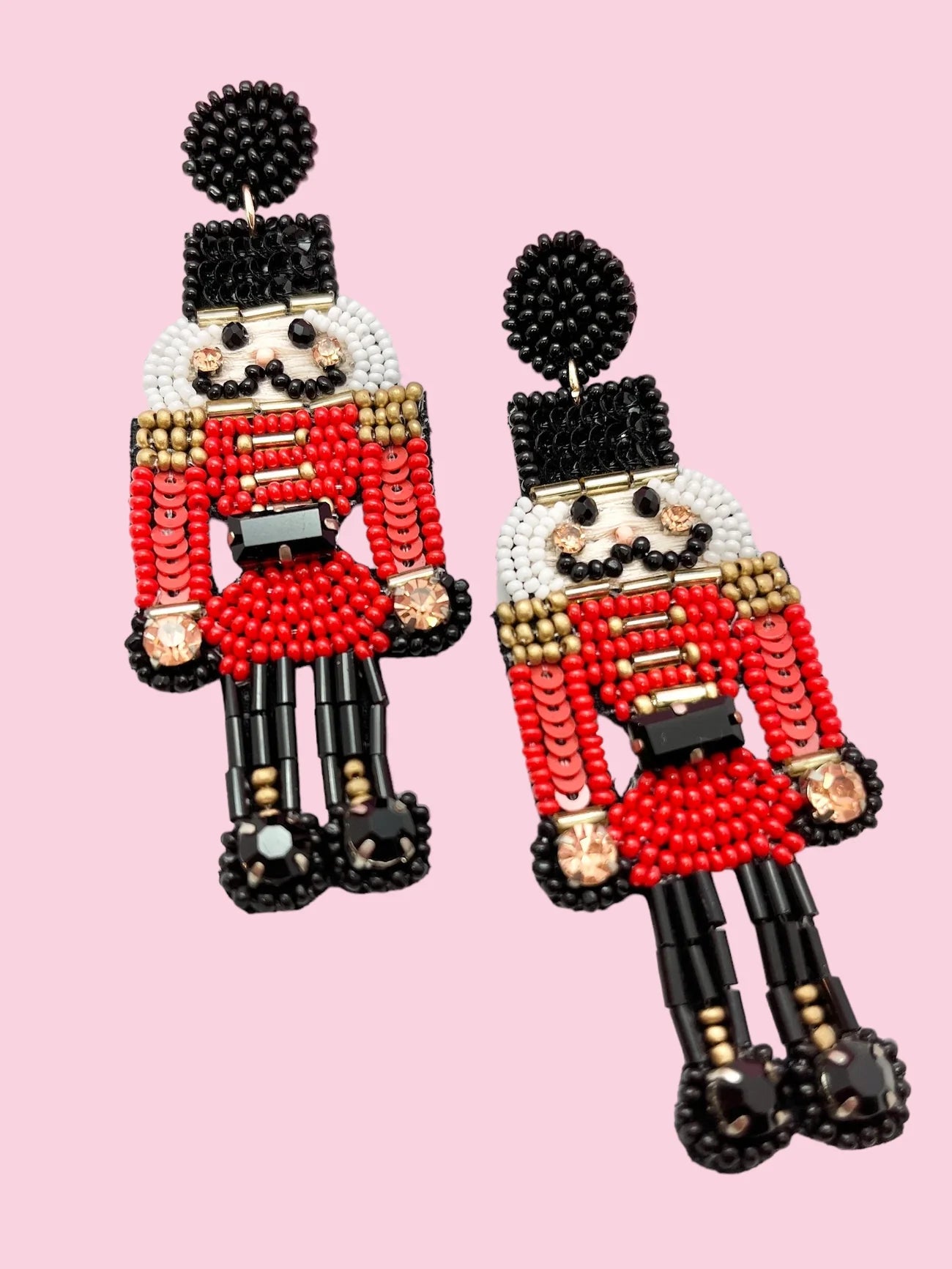 Red Nutcracker Beaded Earrings