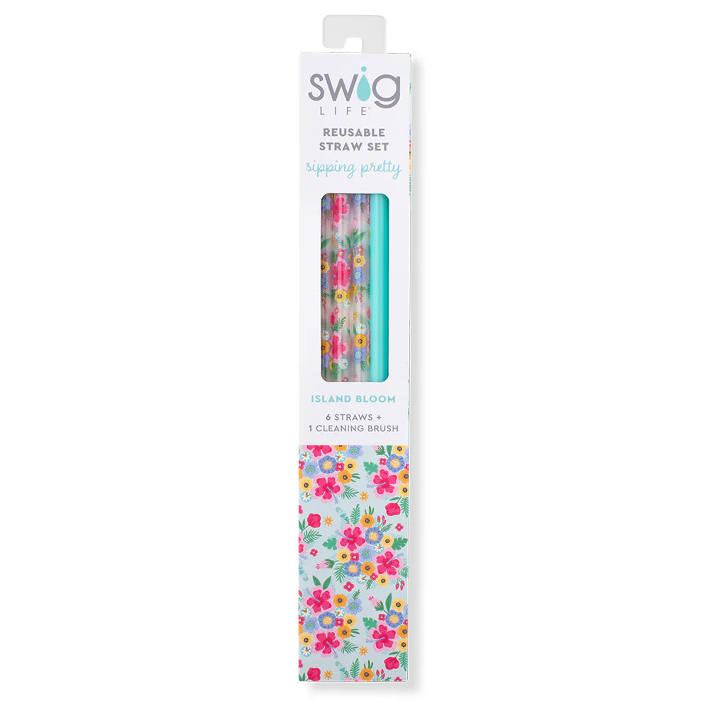 Swig Island Bloom Straw Set