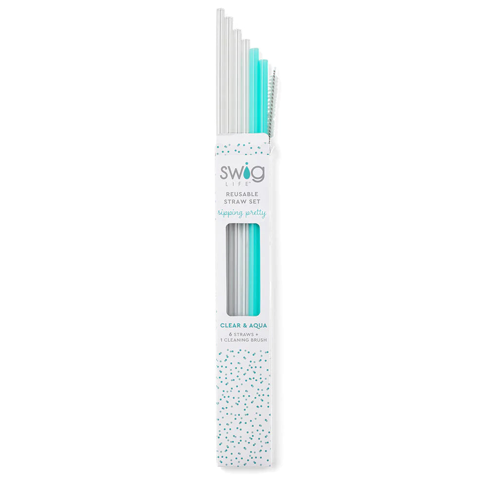 Swig Clear and Aqua Straw Set