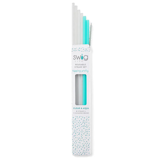Swig Clear and Aqua Straw Set