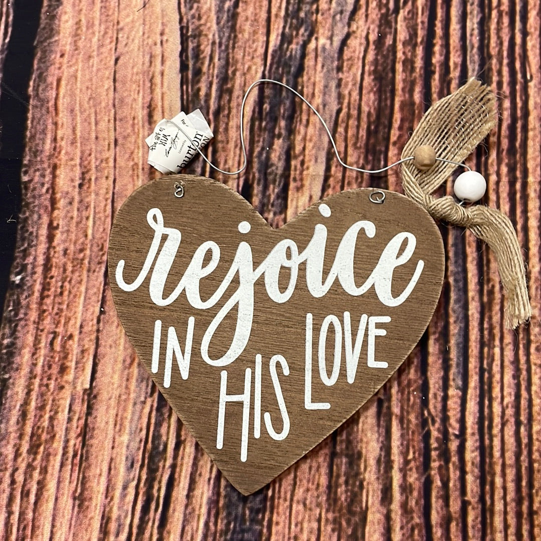 Rejoice in His Love Heart Ornament