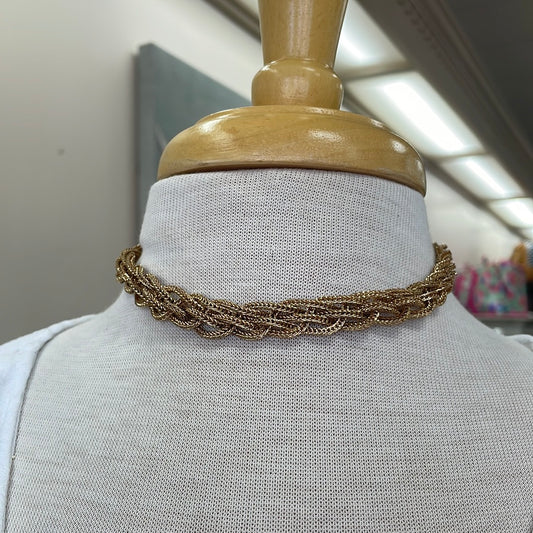 Gold Braided Chain Necklace