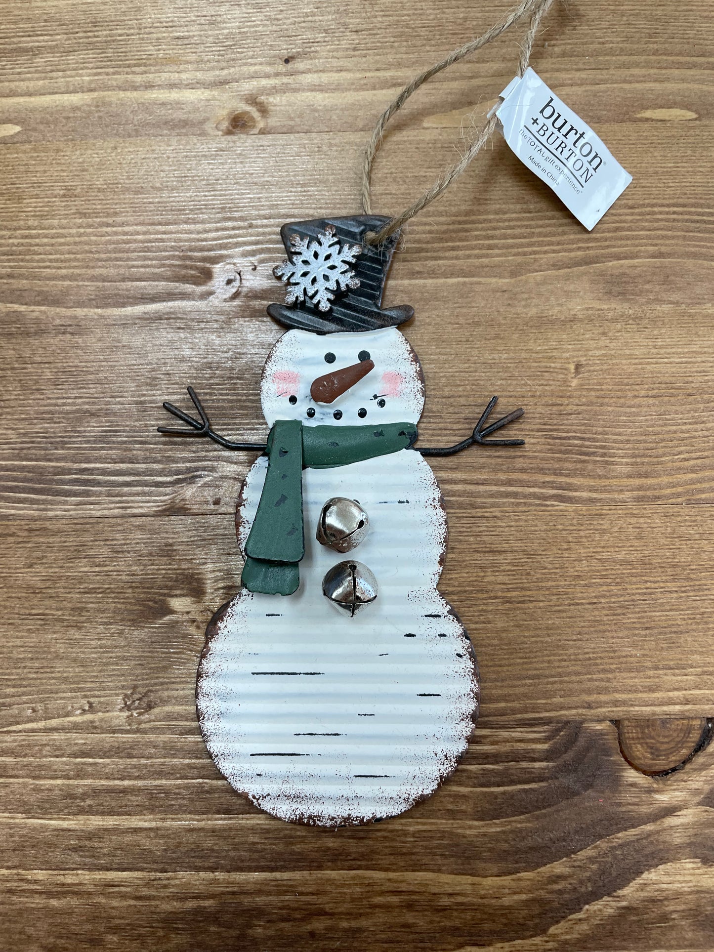Snowman Ornament with Green Scarf