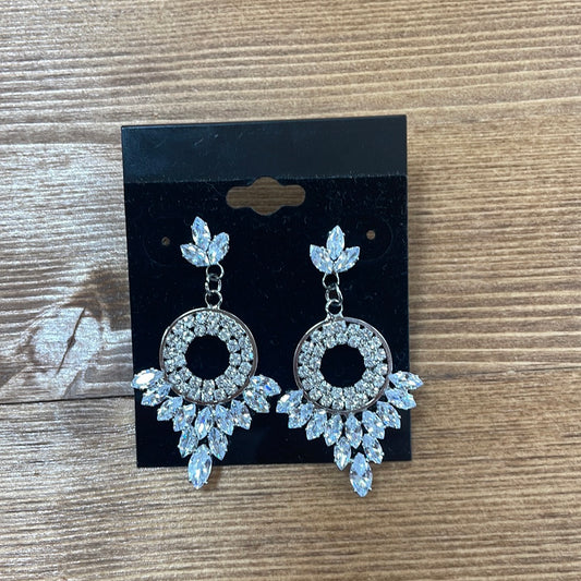 Formal Earrings Silver Clear CZ