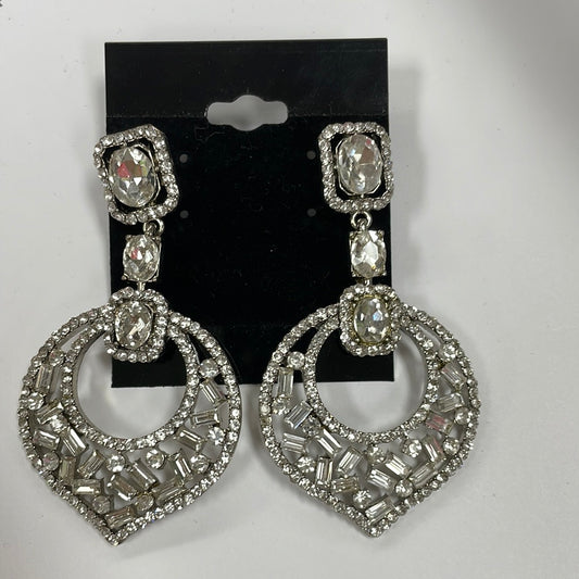Formal Earrings Silver Clear Misc Shapes