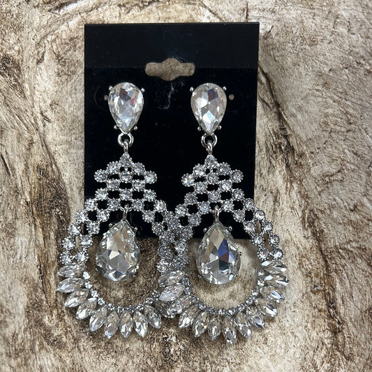 Formal Earrings Silver Round Dangle
