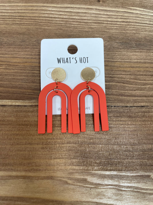 Orange U Shape Earrings