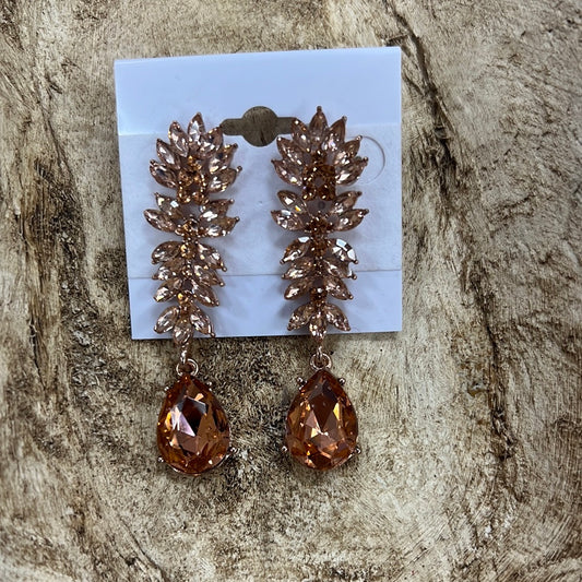 Formal Earrings Long Rose Gold Marquis